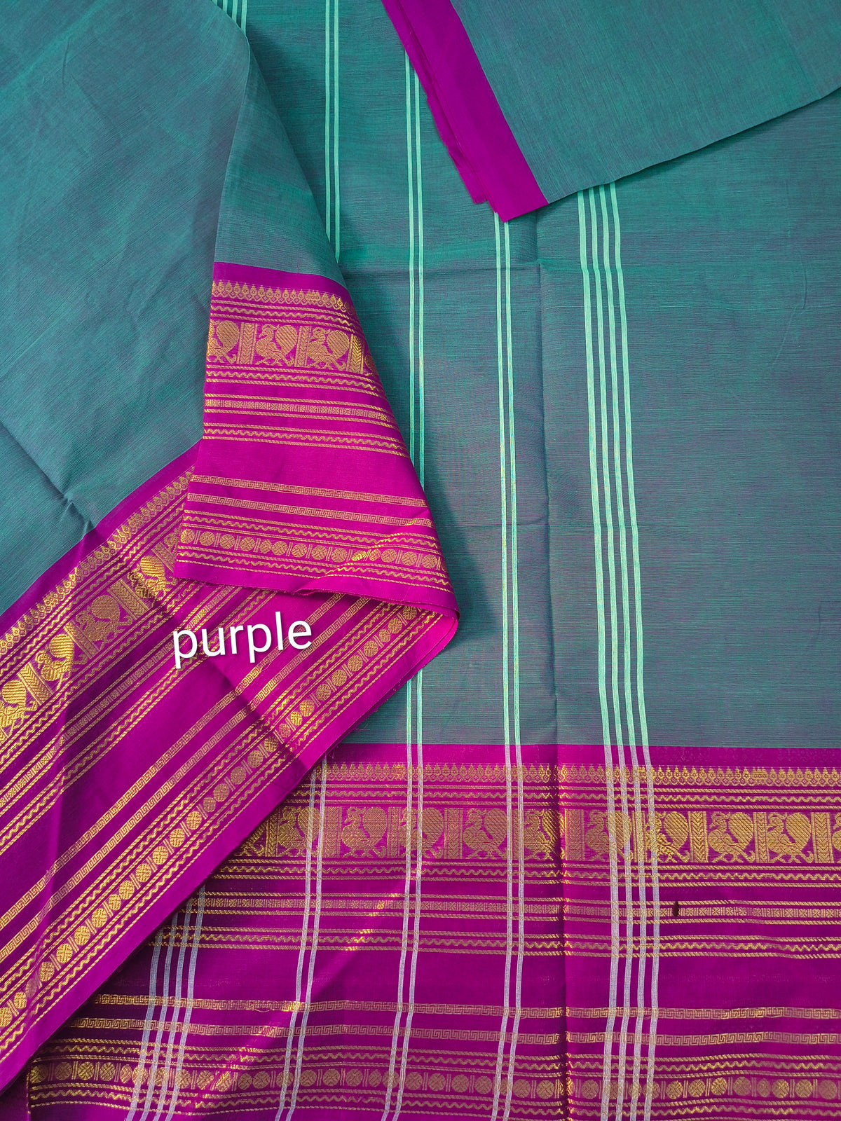 Kanchi Cotton -All day fusion -Teal blue mixed mejantha dual tone- KCAF103