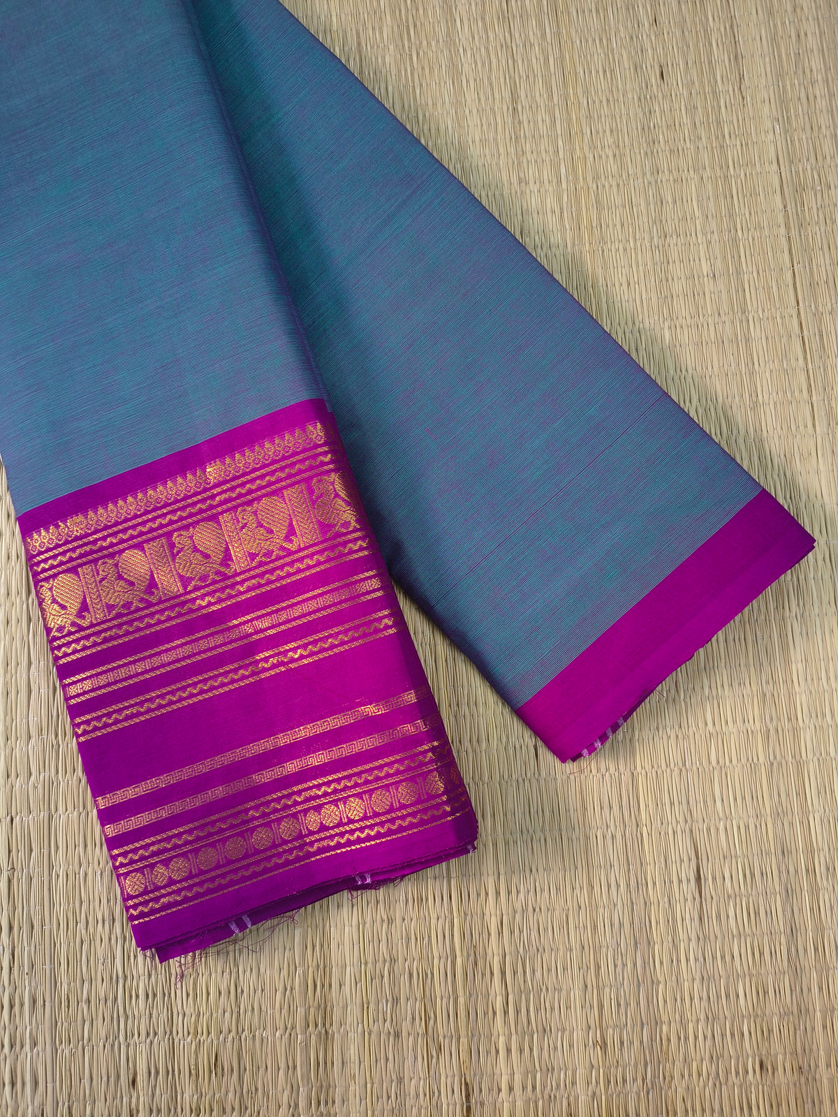 Kanchi Cotton -All day fusion -Teal blue mixed mejantha dual tone- KCAF103