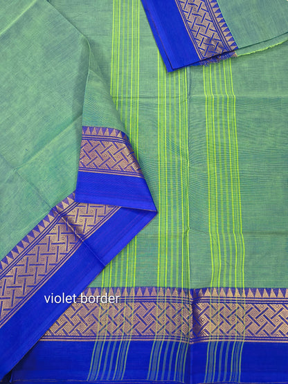Kanchi Cotton -All day fusion -Neon green mix violet Dual tone- KCAF97)