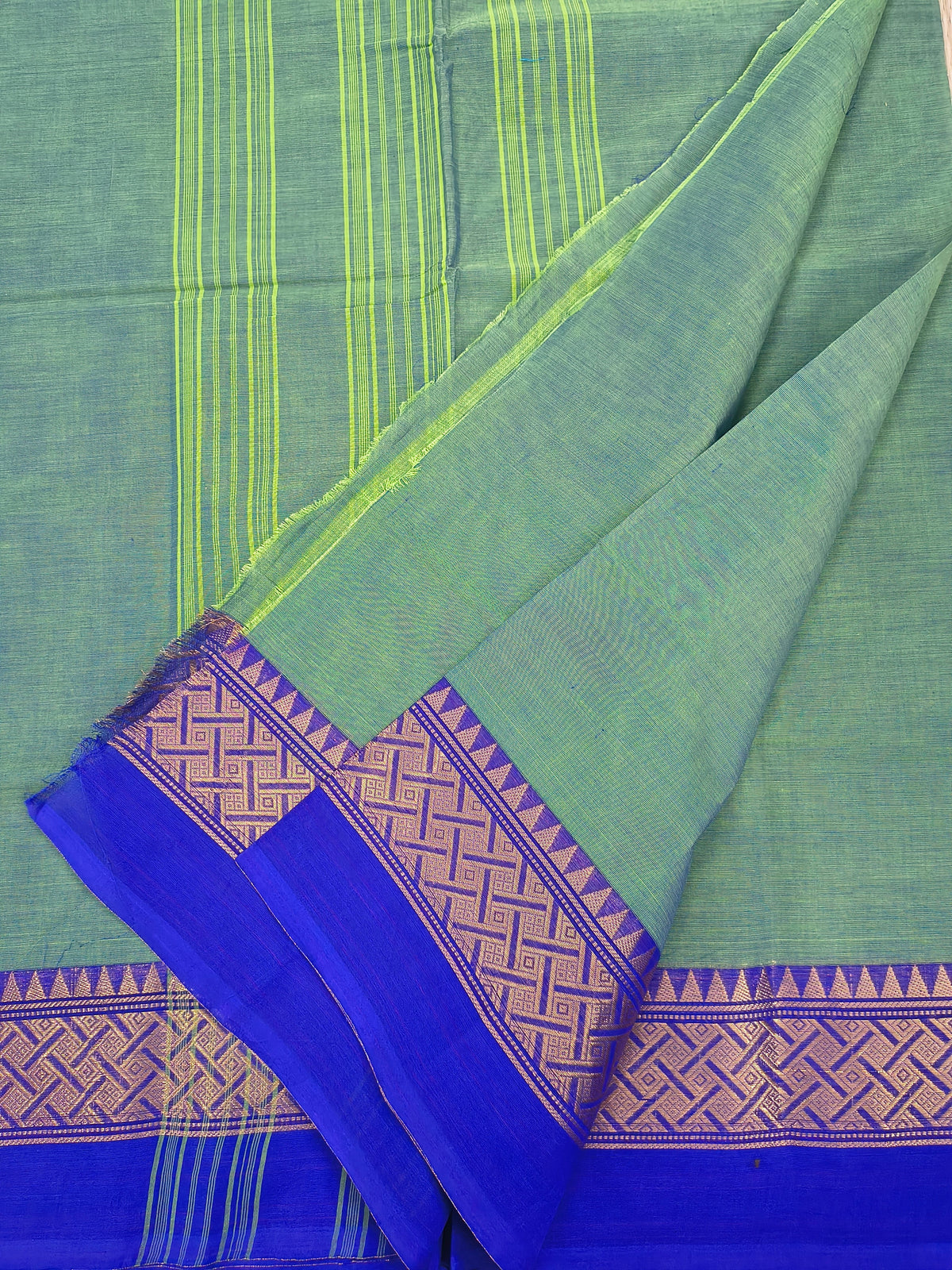 Kanchi Cotton -All day fusion -Neon green mix violet Dual tone- KCAF97)