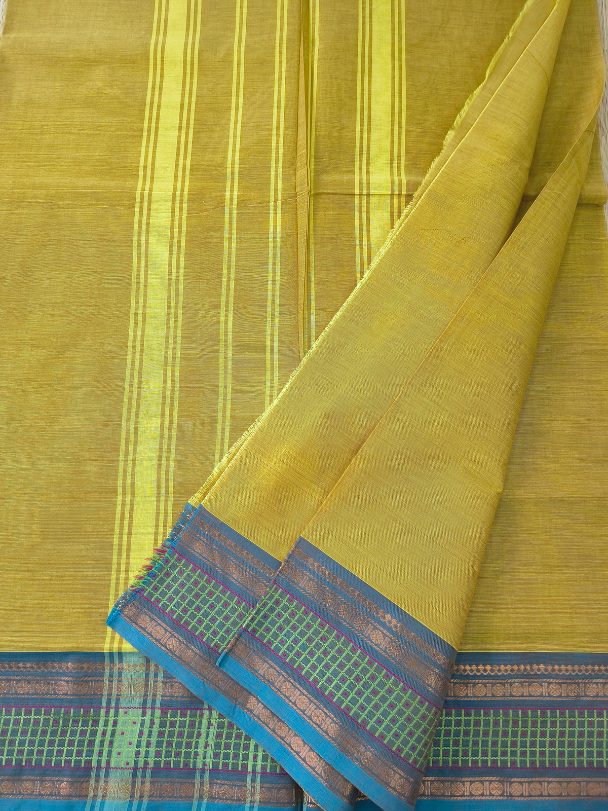 Kanchi Cotton- All day fusion - Olive Mustard Green- KCAF117