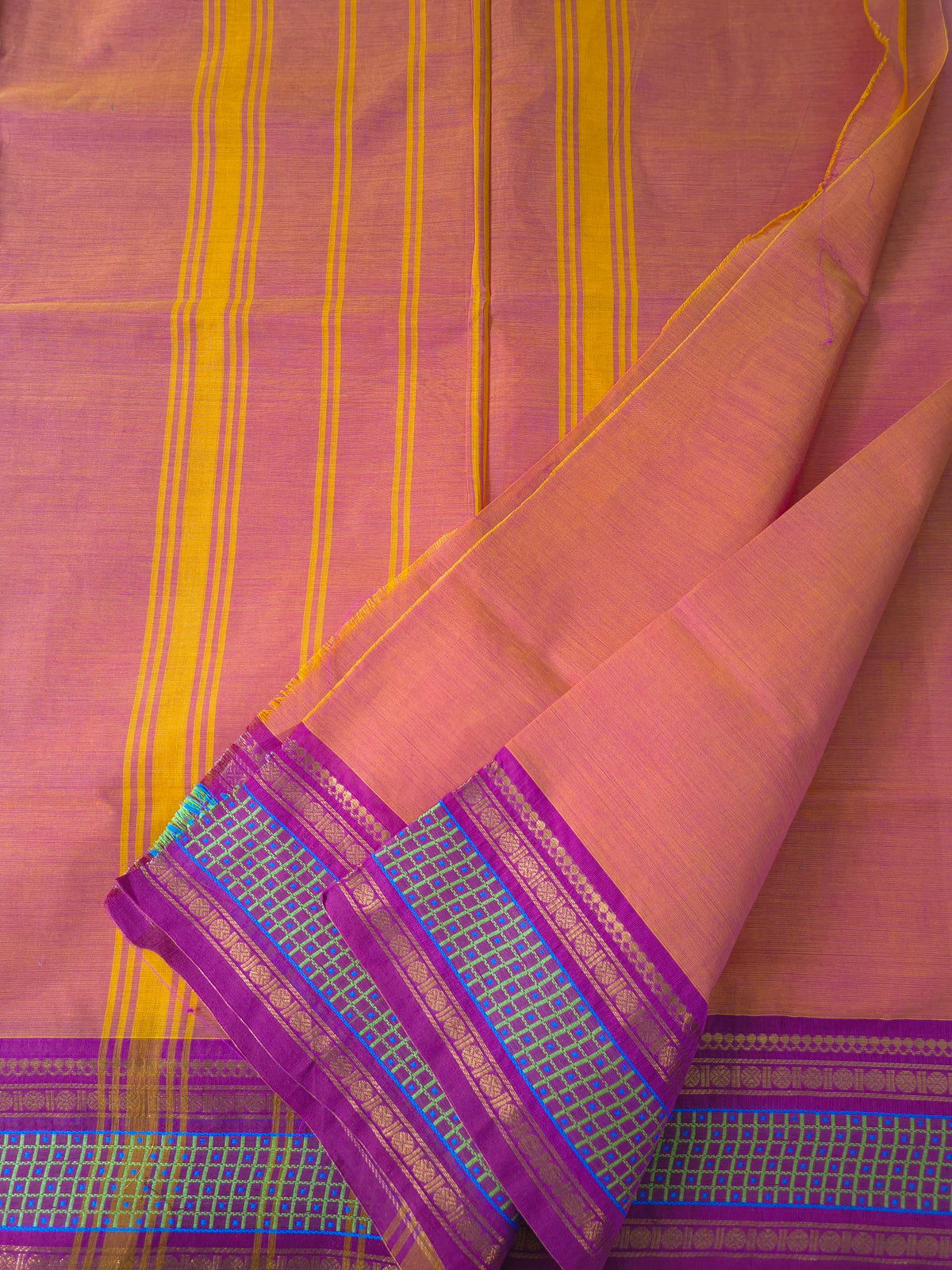 Kanchi Cotton- All day fusion -Pinkish orange- KCAF124