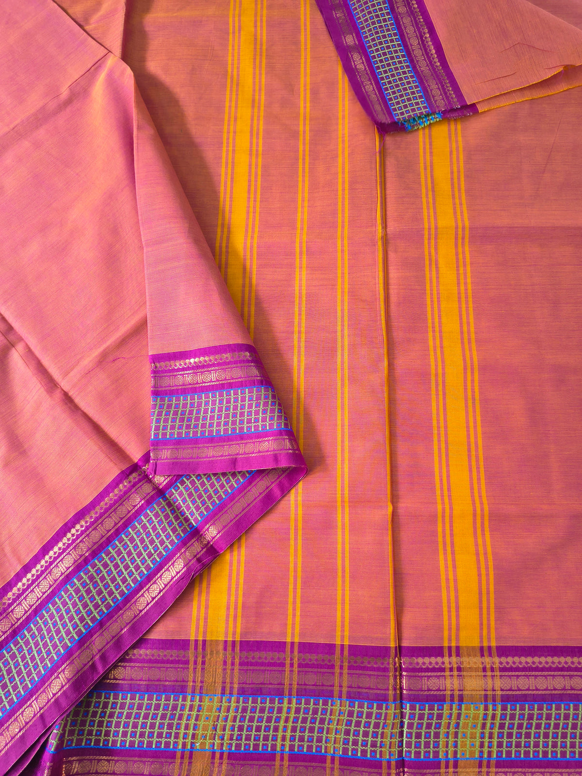 Kanchi Cotton- All day fusion -Pinkish orange- KCAF124