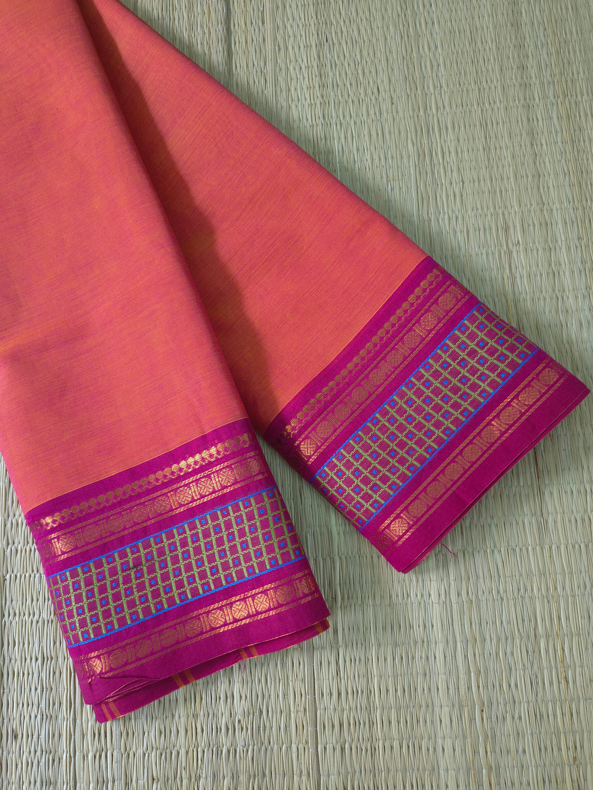 Kanchi Cotton- All day fusion -Pinkish orange- KCAF124