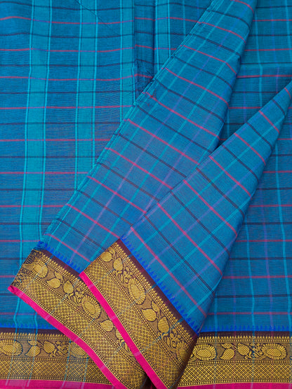 Kandangi Checks-Deep saphire blue- KC119