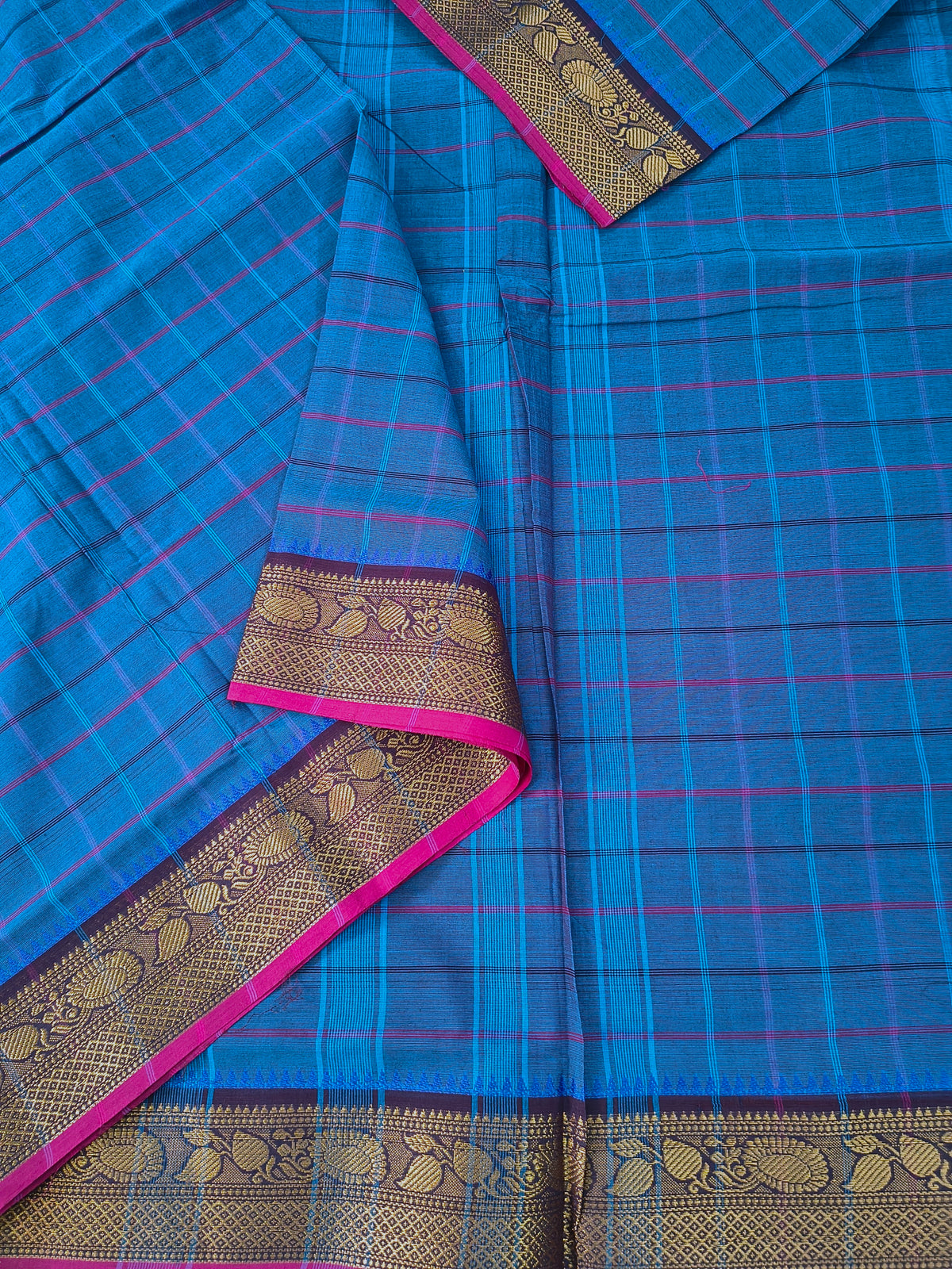 Kandangi Checks-Deep saphire blue- KC119
