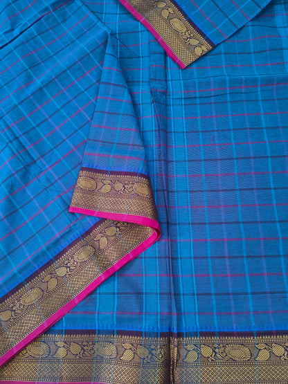 Kandangi Checks-Deep saphire blue- KC119