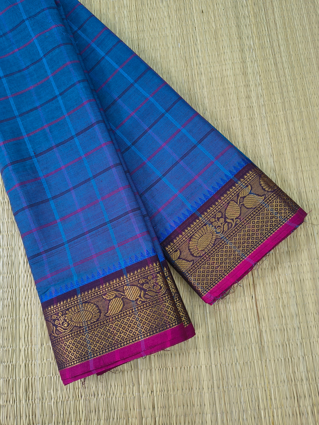 Kandangi Checks-Deep saphire blue- KC119