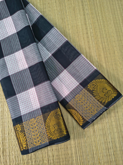 Kandangi Checks-Black &amp; white- KC126