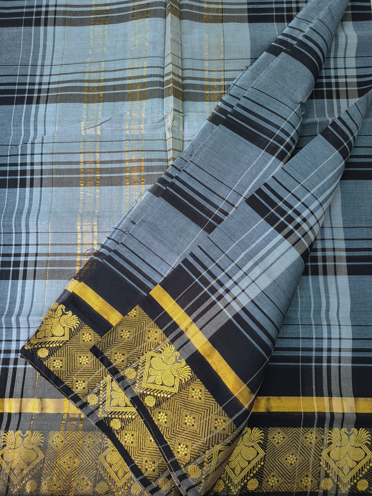 Kandangi Checks -Bluish grey - KC129