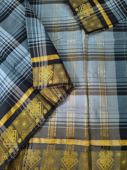 Kandangi Checks -Bluish grey - KC129