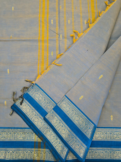 Kanchi Cotton - Festival Fusion -Yellow mixed blue- KCFB248