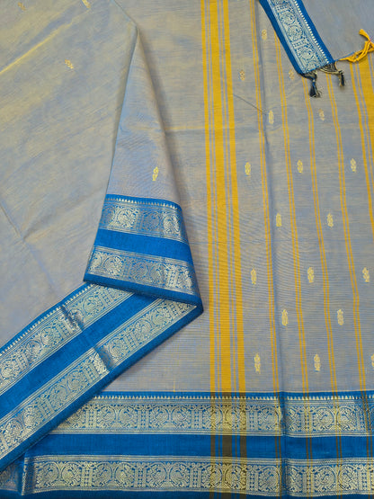 Kanchi Cotton - Festival Fusion -Yellow mixed blue- KCFB248
