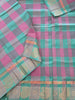 Kandangi Checks-Peacock Green with Magenta Pink - KC160