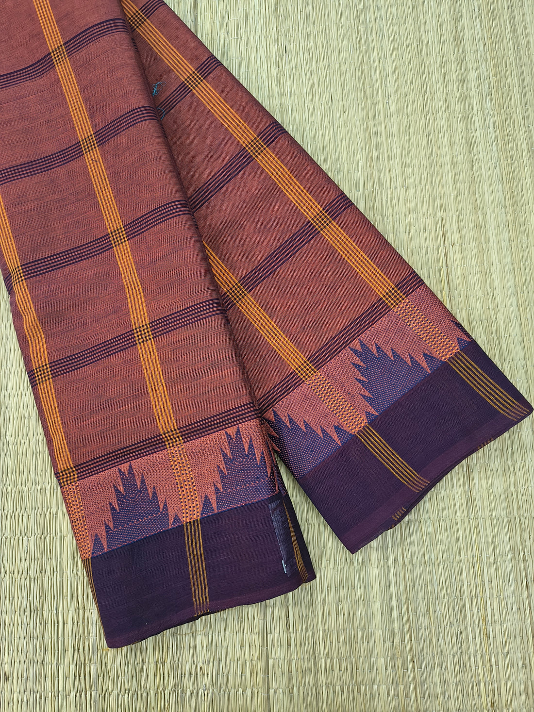 Kandangi Checks-Terracotta reddish brown- KC142