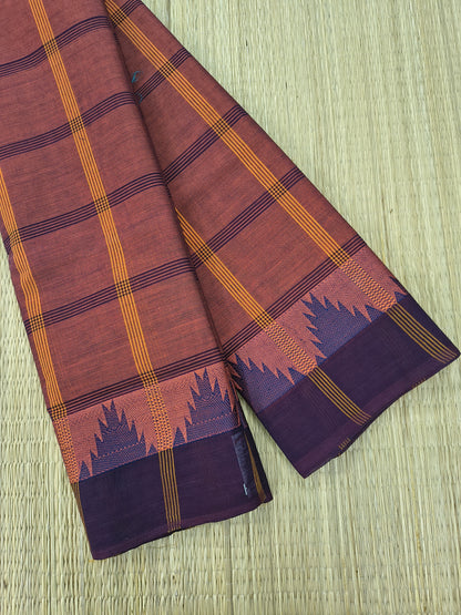 Kandangi Checks-Terracotta reddish brown- KC142