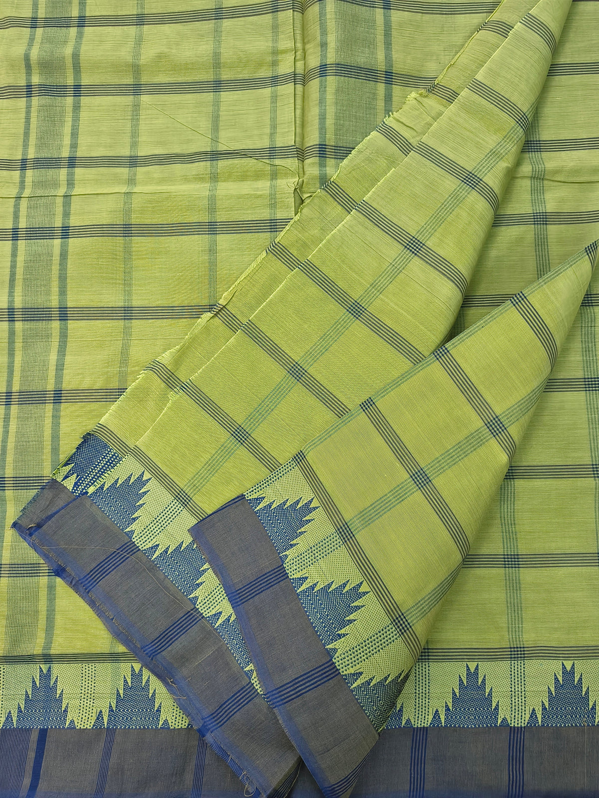 Kandangi Checks-yellowish moss green- KC141