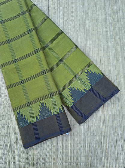 Kandangi Checks-yellowish moss green- KC141