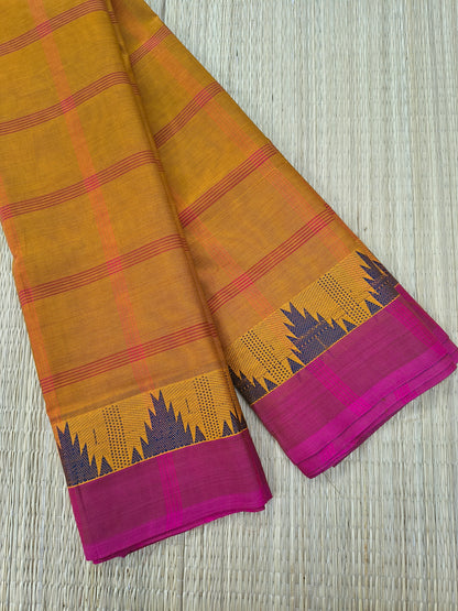 Kandangi Checks-mustard yellow - KC140