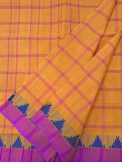 Kandangi Checks-Mango yellow - KC139