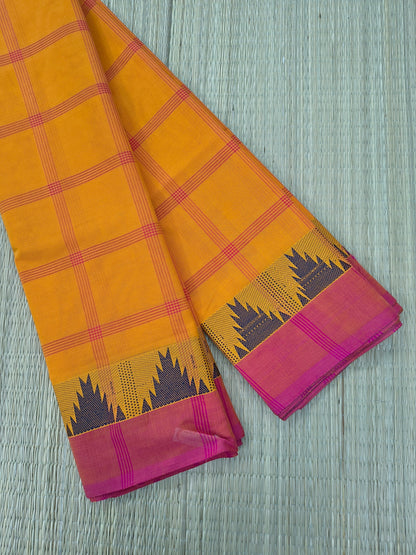 Kandangi Checks-Mango yellow - KC139