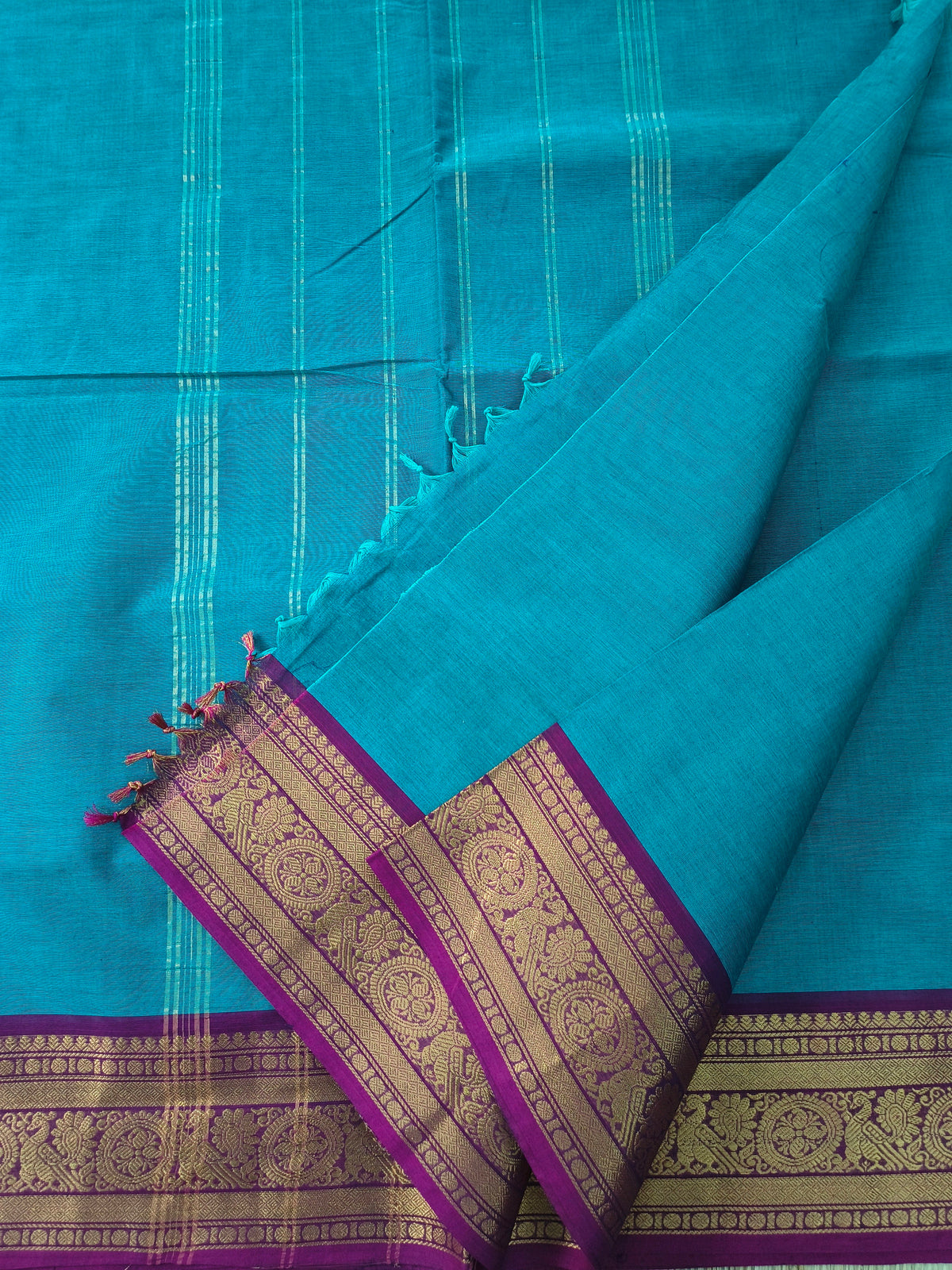 Kanchi Cotton - Festival Fusion-Peacock teal blue- KCFP254