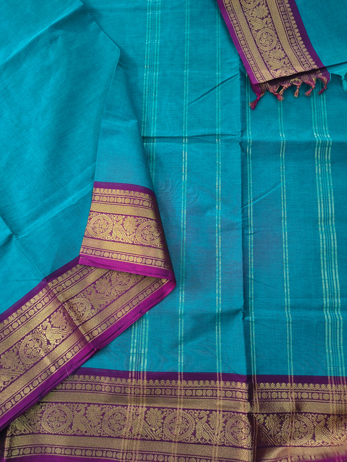 Kanchi Cotton - Festival Fusion-Peacock teal blue- KCFP254