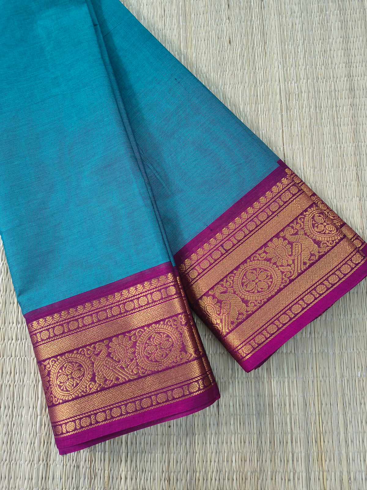 Kanchi Cotton - Festival Fusion-Peacock teal blue- KCFP254
