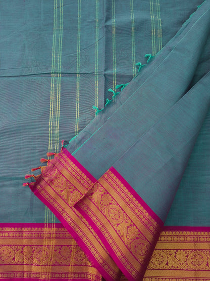 Kanchi Cotton - Festival Fusion-Dusty teal blue- KCFP256