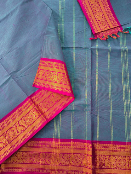 Kanchi Cotton - Festival Fusion-Dusty teal blue- KCFP256