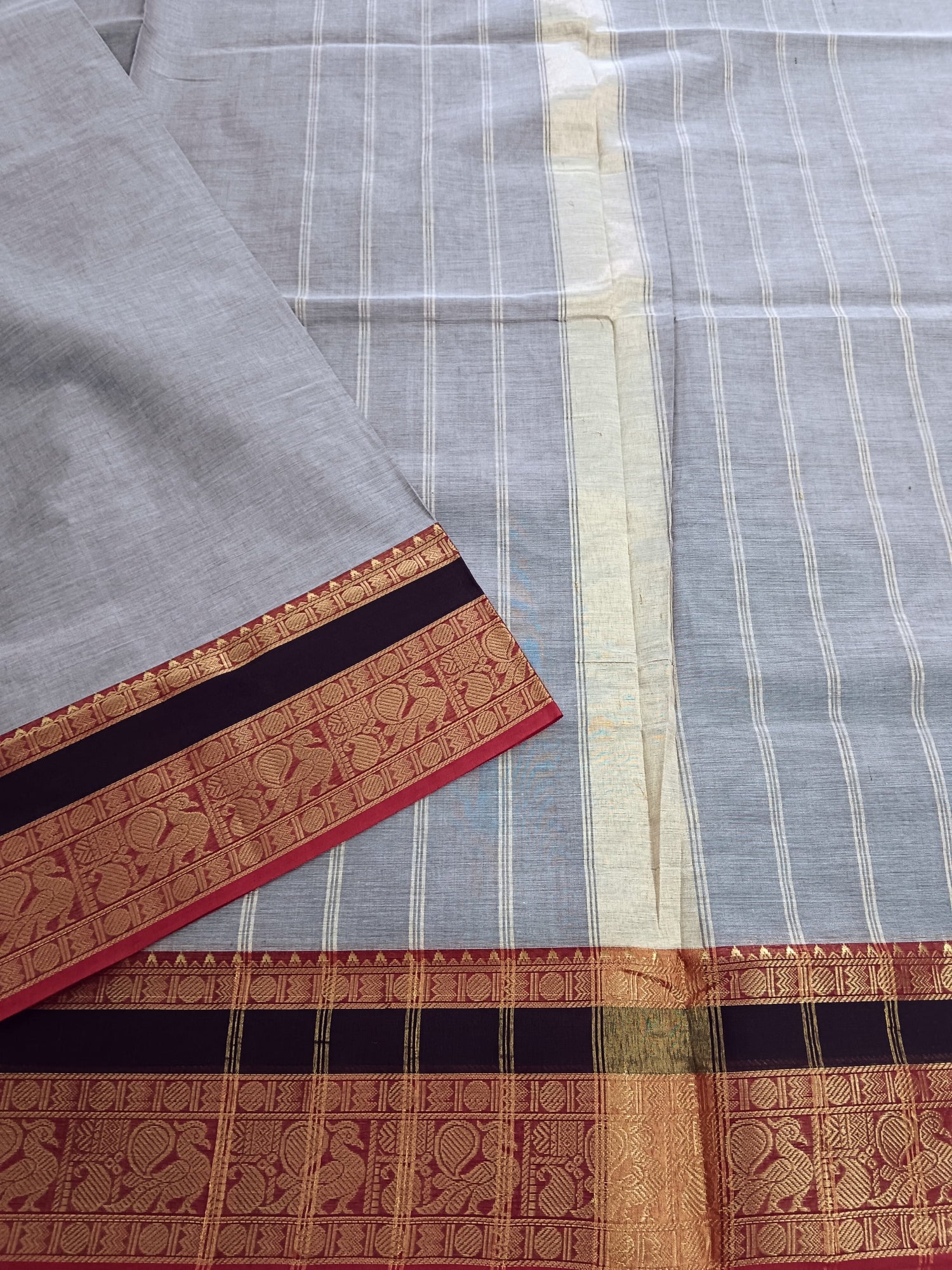 Kanchi Cotton - Festival Fusion -Maroon mixed Greey- KCFP100