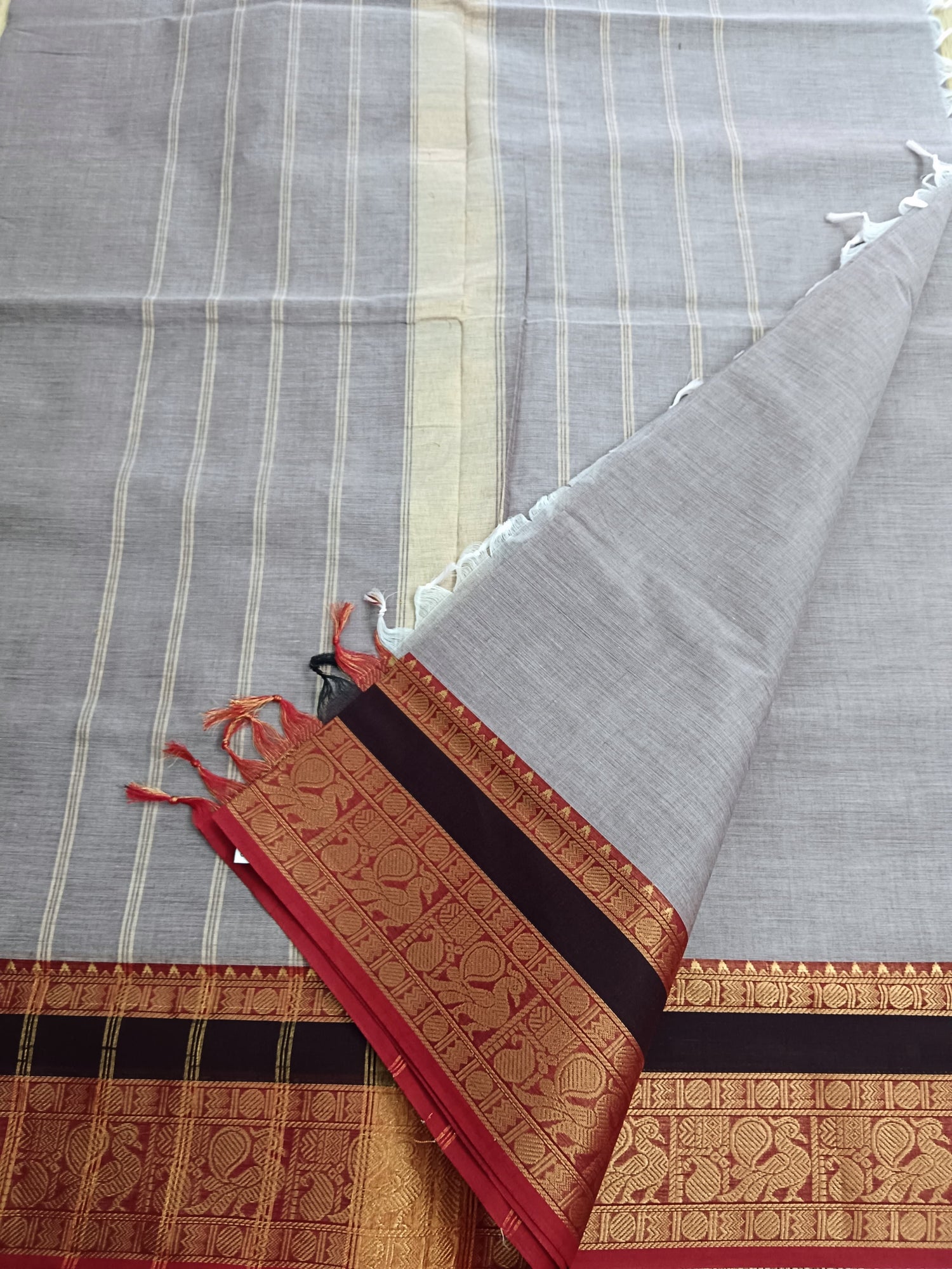Kanchi Cotton - Festival Fusion -Maroon mixed Greey- KCFP100