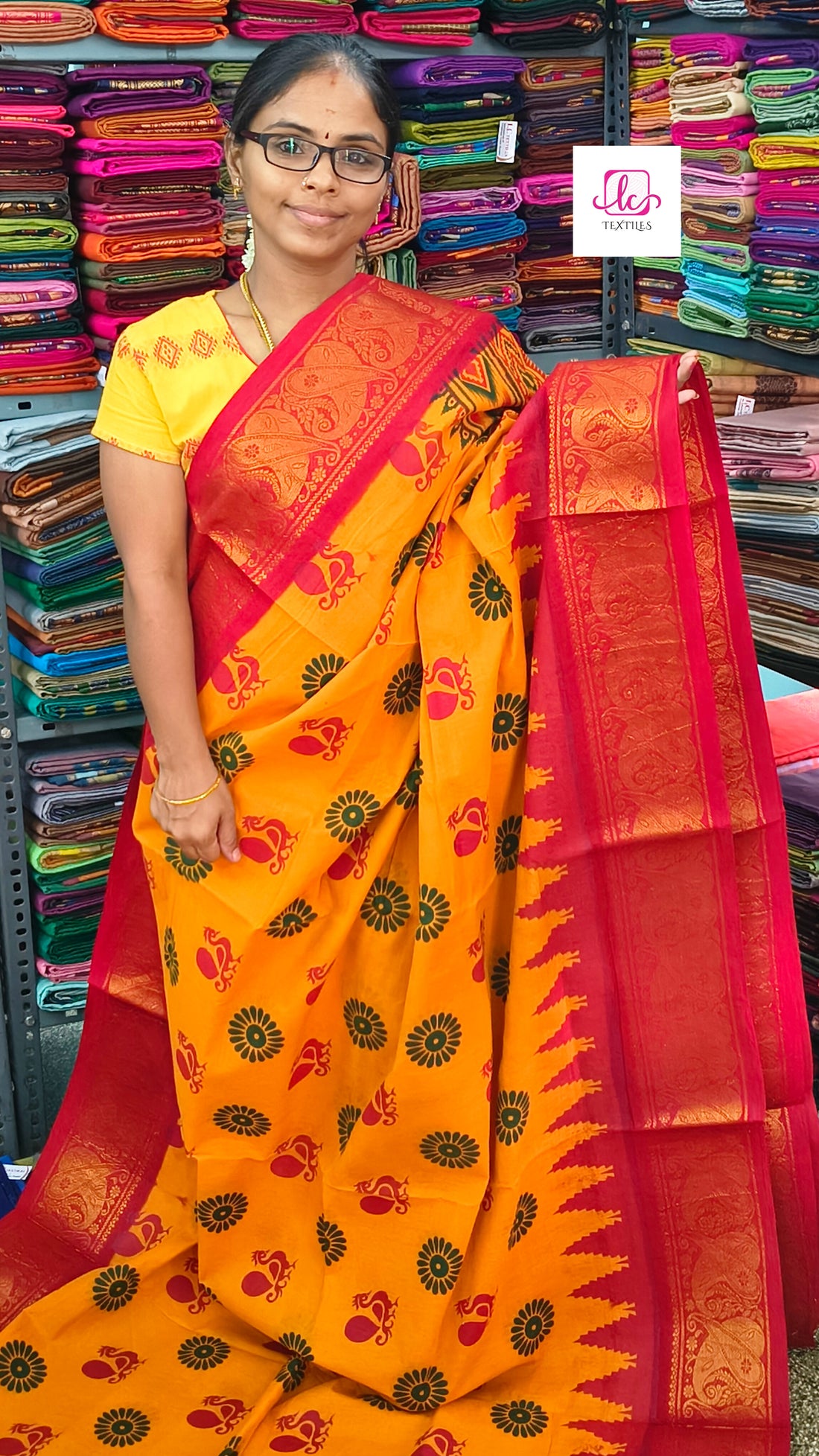 Madurai Sungudi Cotton -Yellow- MS52