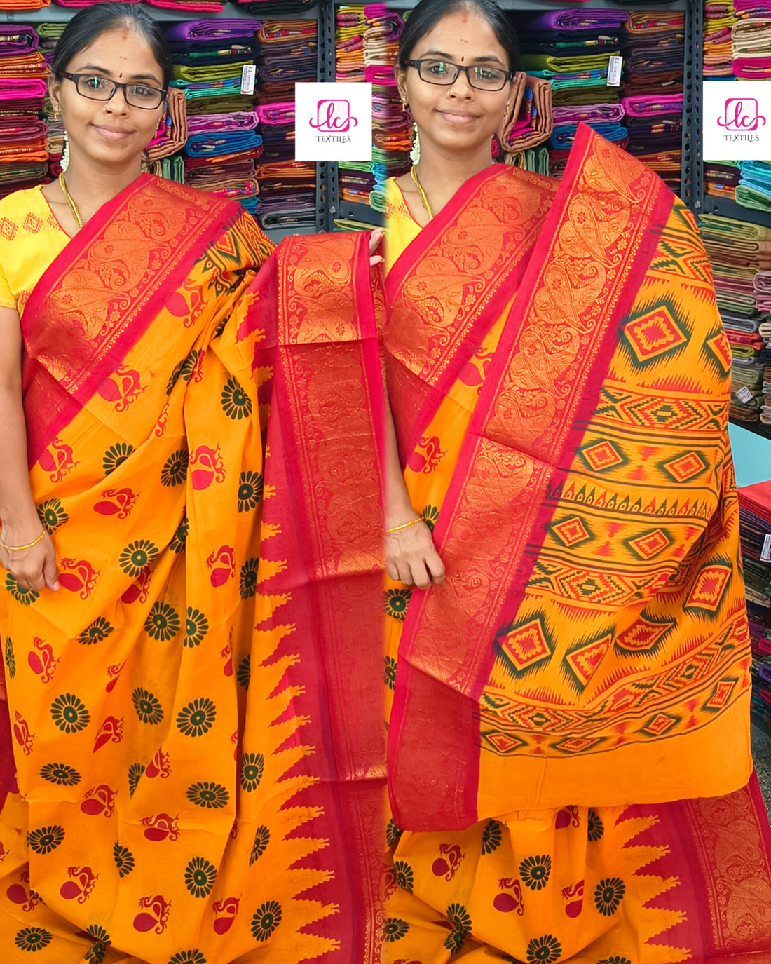 Madurai Sungudi Cotton -Yellow- MS52
