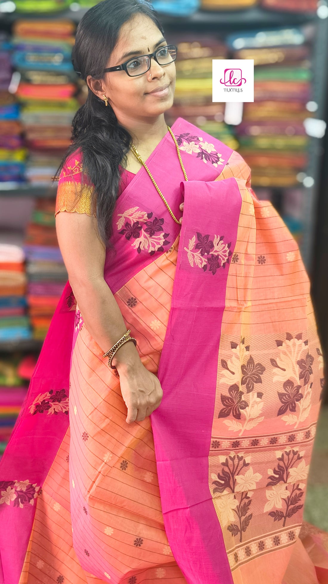 Negamam Cotton Saree - Peach- NC27
