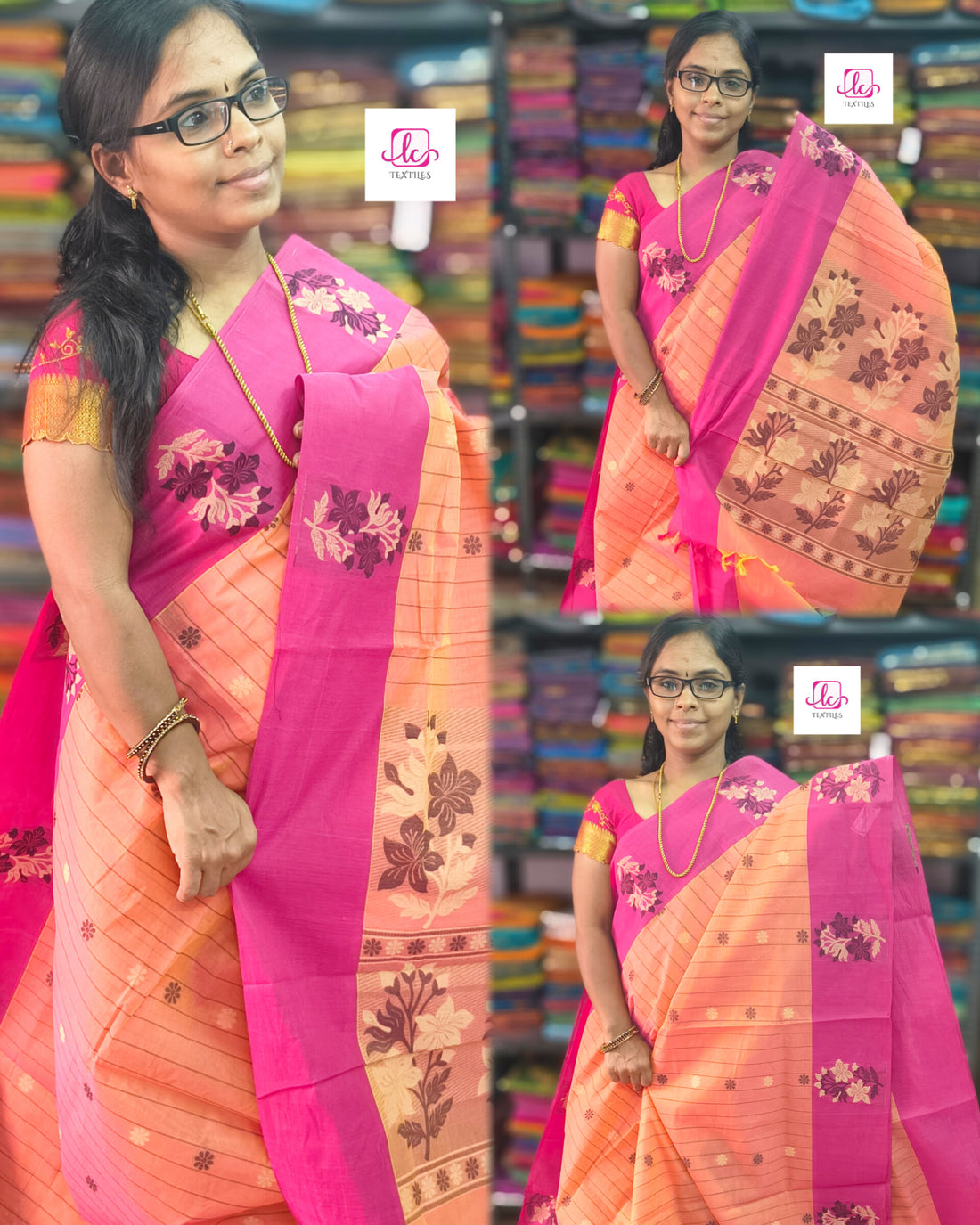 Negamam Cotton Saree - Peach- NC27
