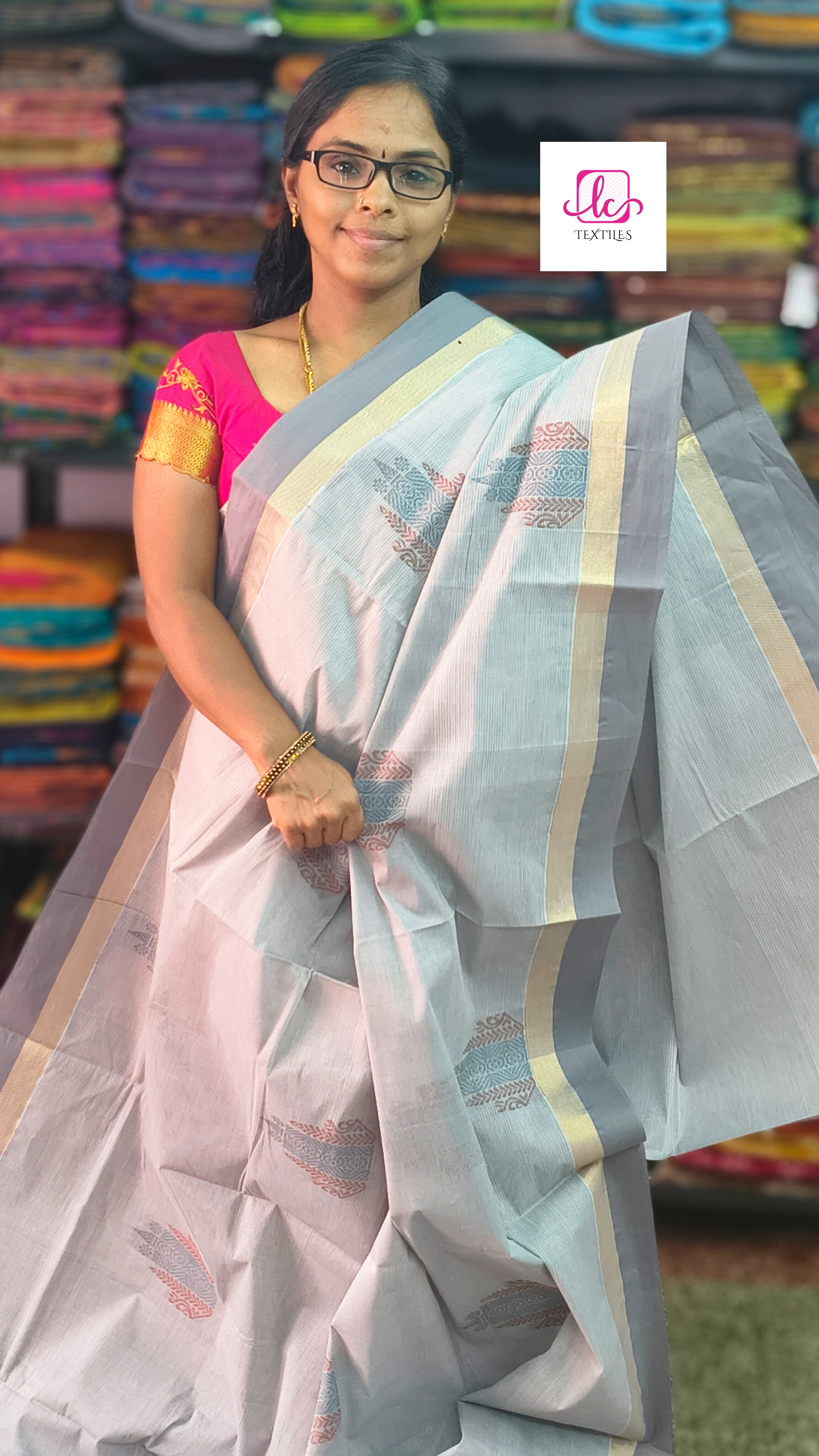 Negamam Cotton Saree - Grey - NC37