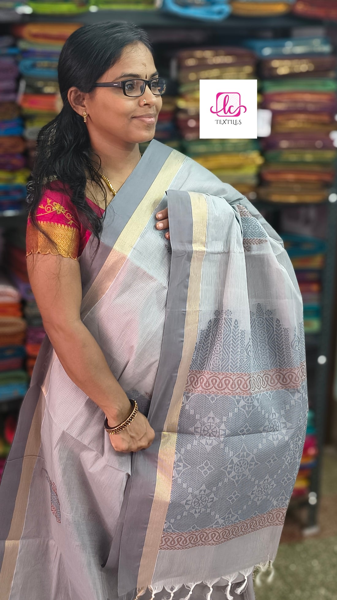 Negamam Cotton Saree - Grey - NC37