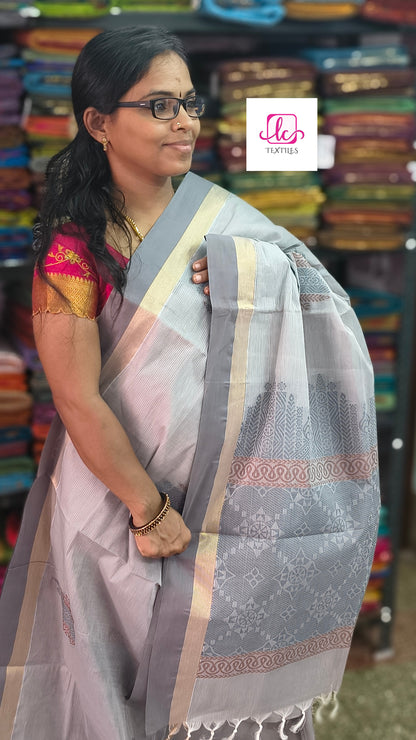 Negamam Cotton Saree - Grey - NC37