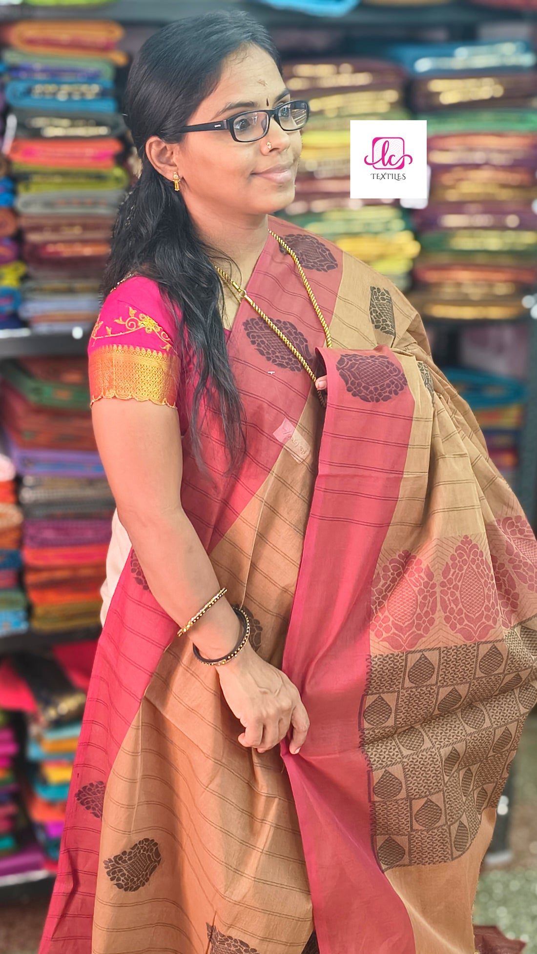 Negamam Cotton Saree - Khaki - NC34