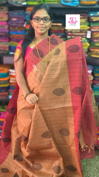 Negamam Cotton Saree - Khaki - NC34
