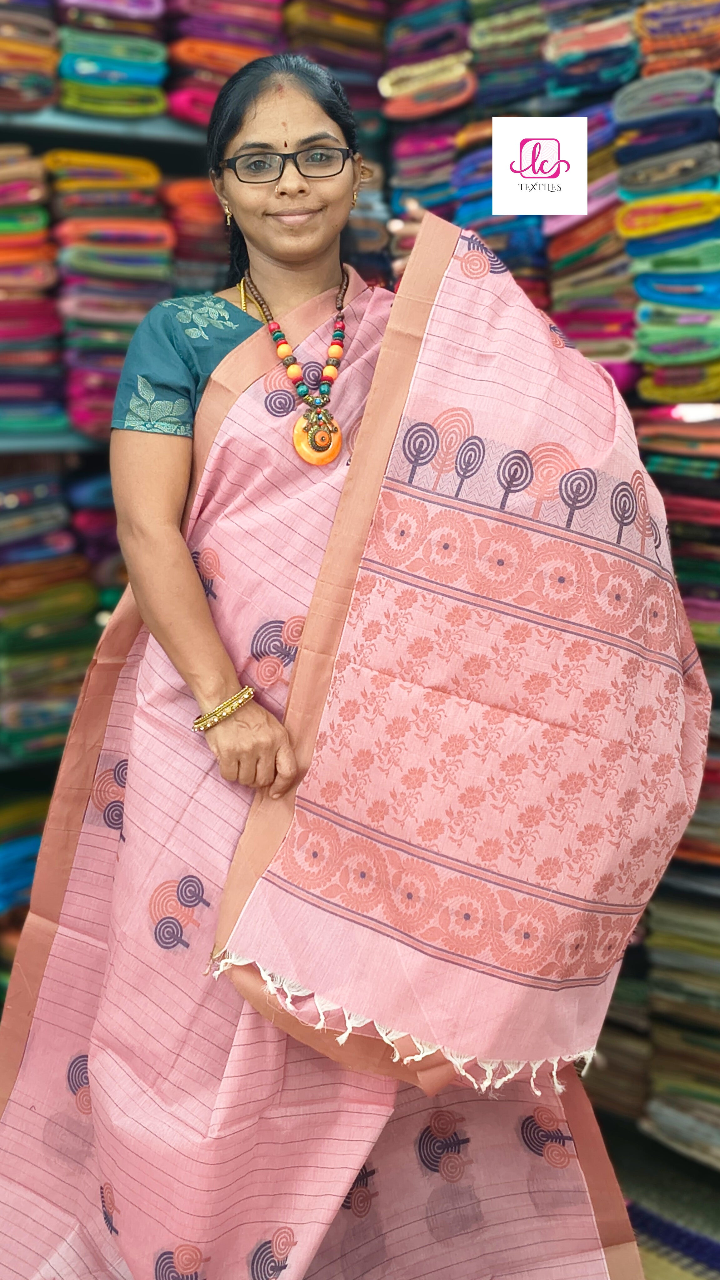 Negamam Cotton Saree - pastel pink - NC38