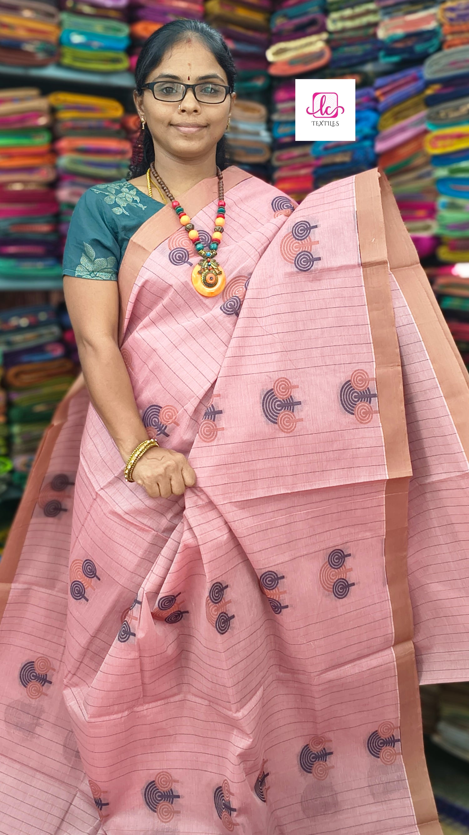 Negamam Cotton Saree - pastel pink - NC38