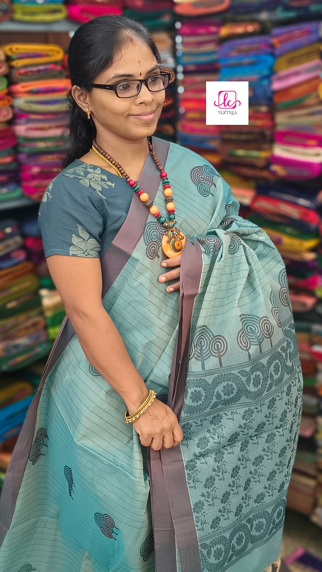 Negamam Cotton Saree - Pastel Blue - NC40