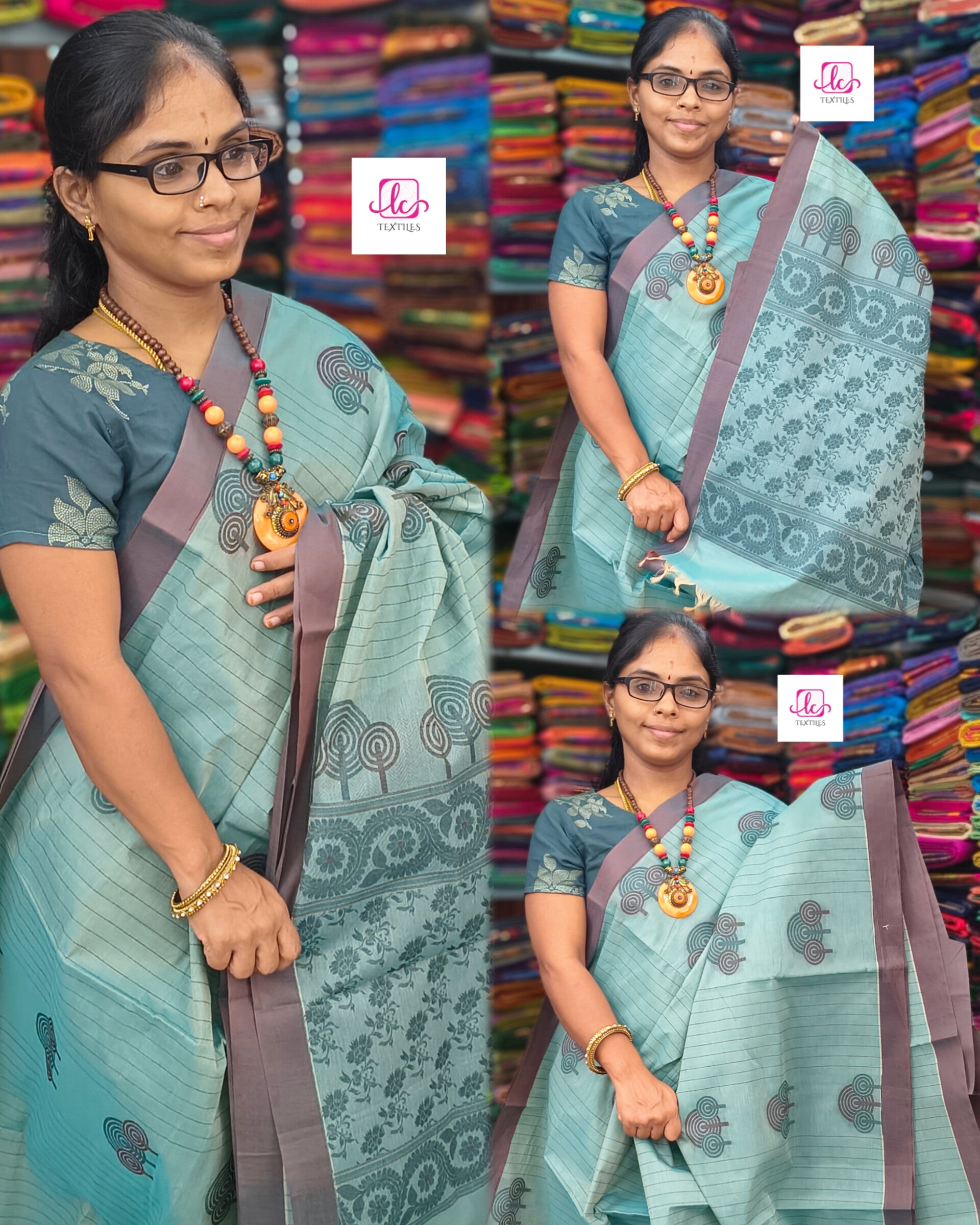 Negamam Cotton Saree - Pastel Blue - NC40