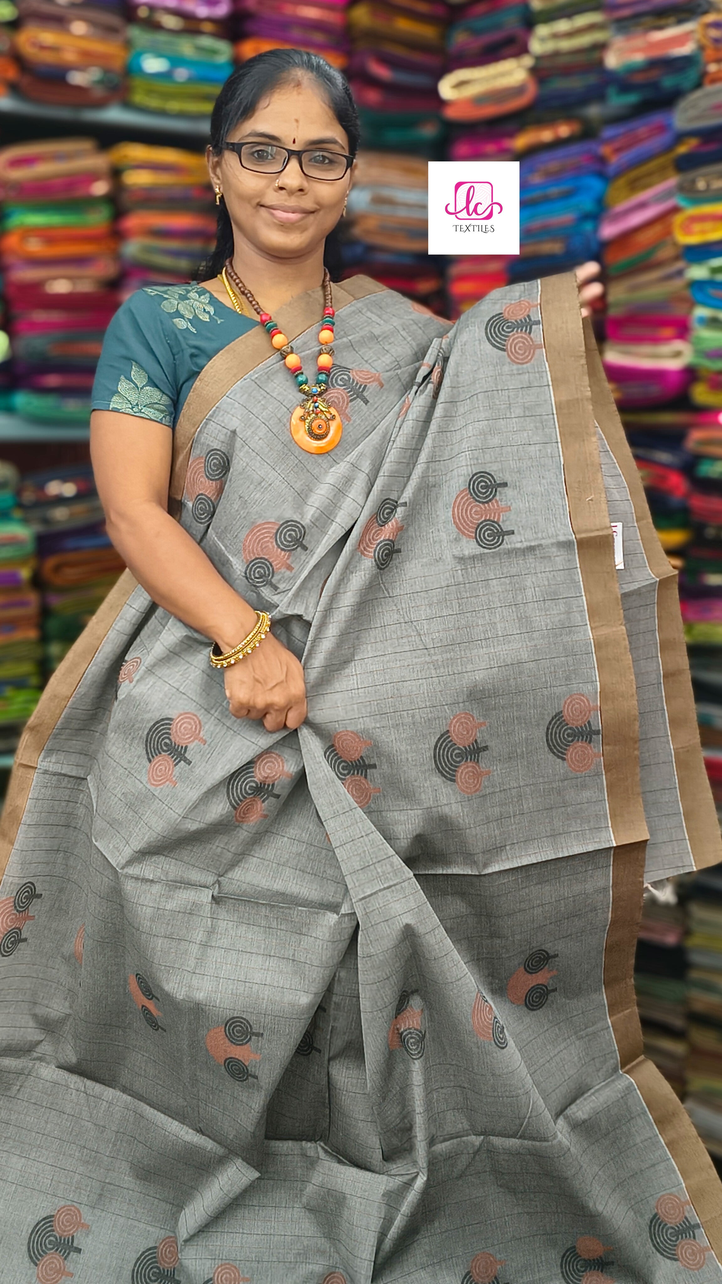 Negamam Cotton Saree - Grey - NC41