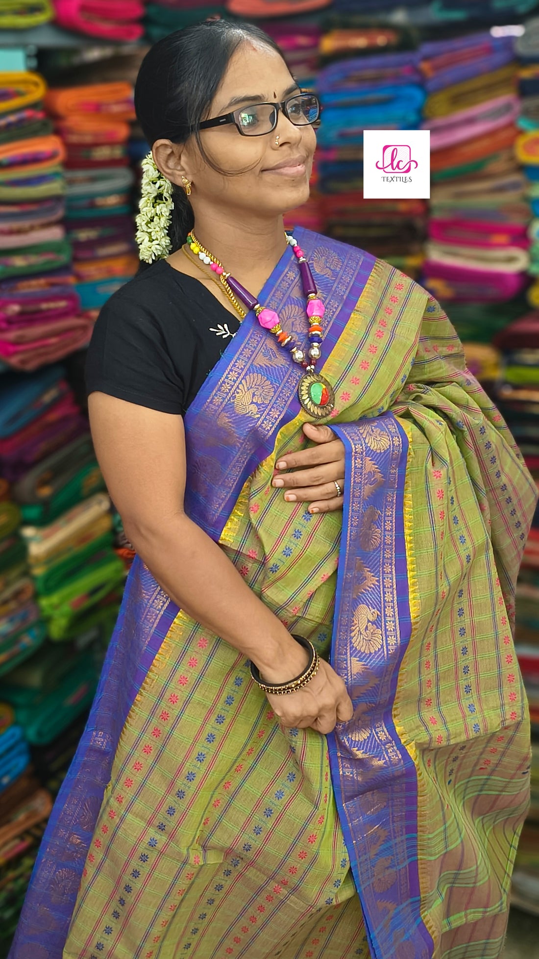 Kanchi Cotton - Festival Fusion-Neon green mixed pink- KCFABD130