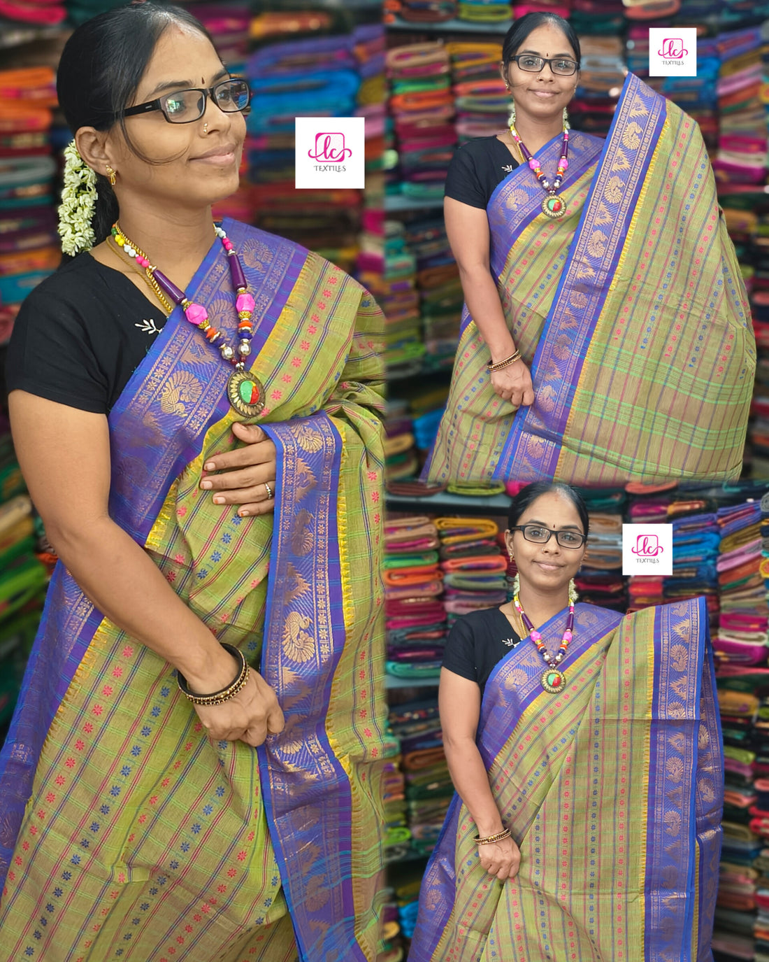 Kanchi Cotton - Festival Fusion-Neon green mixed pink- KCFABD130