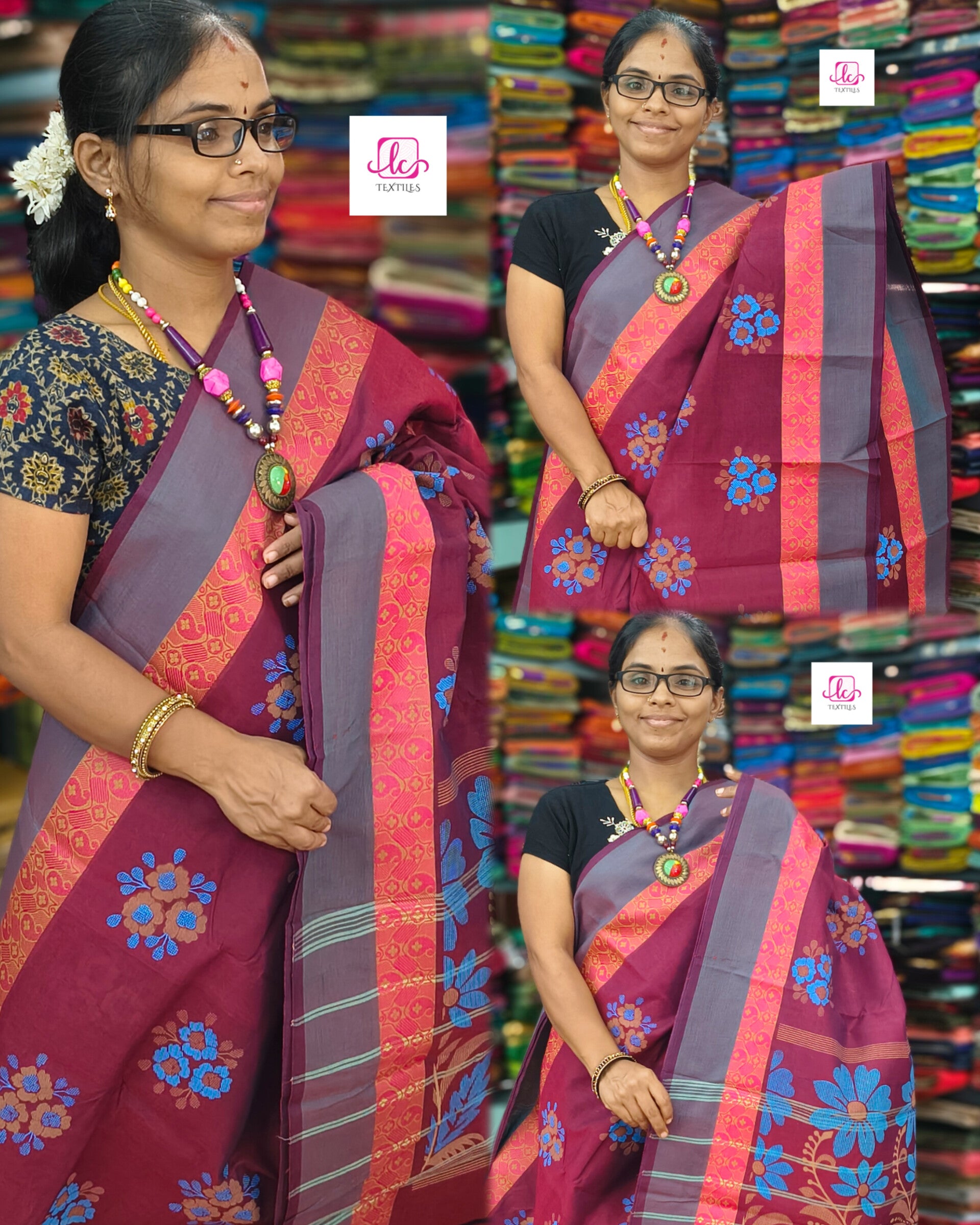 Chettinad Cotton - Printed - Maroon-CPC16