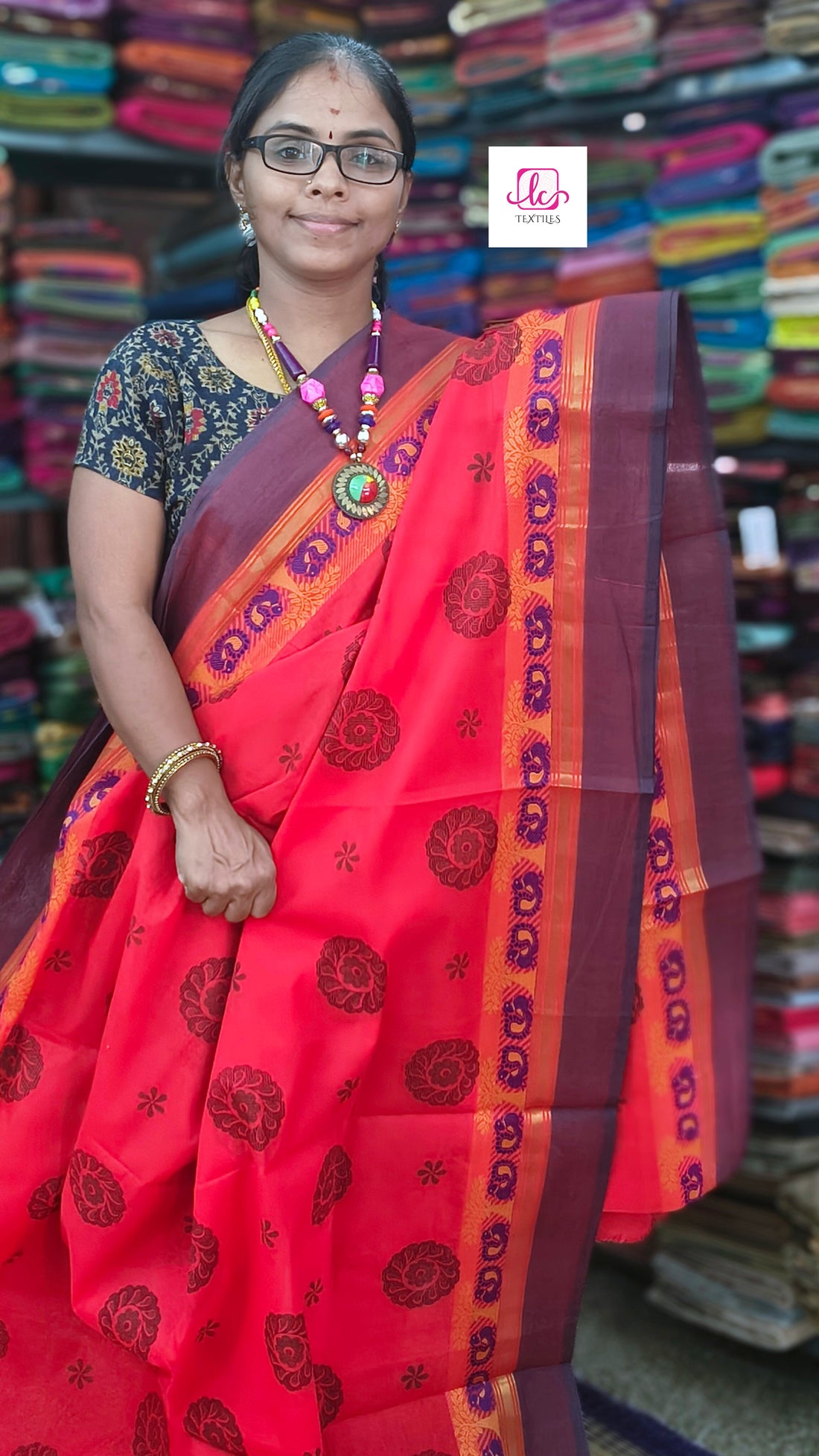 Chettinad Cotton - Printed - Red - CPC30